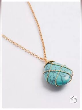 Torrid Faux Turquoise Wrapped Stone Necklace - Gold Tone NWT